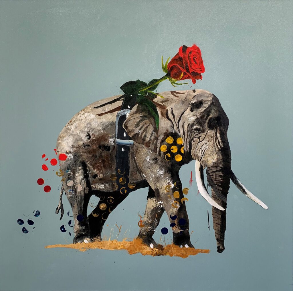 Bild på elefant av konstnären Robert Hilmersson
